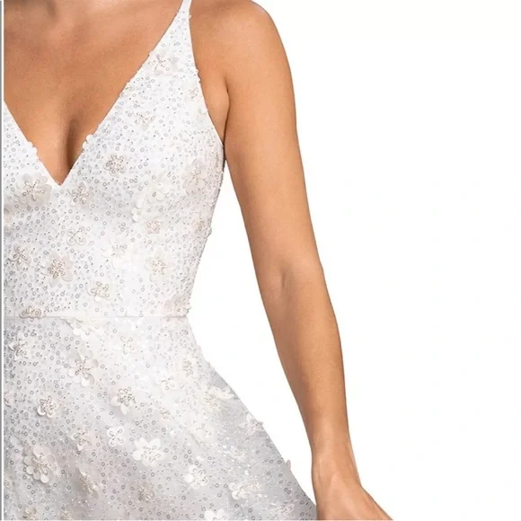 Dress the Population Elisa Floral Applique Sequin Dress in Ivory Beaded Shimmer - Picture 3 of 8